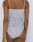 Amelia High Waisted Bottoms | White Floral Tankini Bottoms