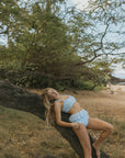 full coverage blue modest bikini top