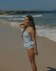 Full Coverage Floral Blue Tankini Top