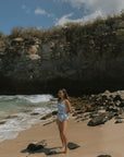Blue Floral Textured Tankini
