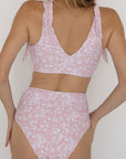 Blush Bikini Top | Pale Pink Floral V-Neck Swim Top