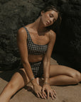 Black and cream neutral patterned bikini
