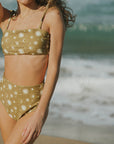 Modest olive green seamless bikini set