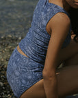 Cobalt Top | Blue High Neck Floral Full Coverage Tankini Top