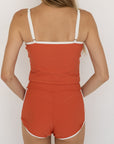 Coral High Waisted Shorts | Ribbed Women's Boy Short Swim Bottoms