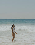 Eleanor One Piece Swimsuit | Polka Dot V-Neck Modest One Piece Swimsuit
