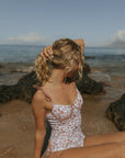 Adjustable White high waisted tankini