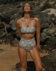 Brown Neutral Leaf Printed Modest Bikini