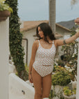 Rosie High Waisted Bottoms | Red Dainty Floral Full Coverage Swim Bottoms