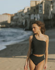 Textured Modest Simple Black Bikini Bottoms