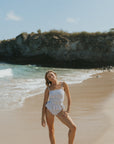 White Floral Cute Peplum Tankini with Removable Straps