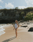 Floral White High Waisted Peplum Tankini
