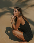 Eclipse Swim Dress | Black Floral Scoop Neck Swim Dress