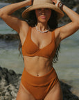 High Waisted Tummy Control Autumn Color Palette Bikini