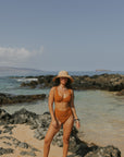 Orange Full Coverage High Waisted Bikini Bottoms
