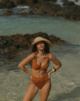 V Neck Underwire Cute High Waisted Bikini