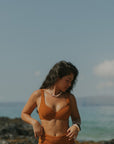 Orange Underwire High Waisted Full Coverage Bikini