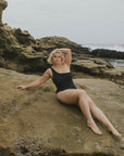 Full Coverage One Strapped Classy Black Modest Bikini
