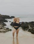 Cute Modest Classic Black One Shoulder Tankini