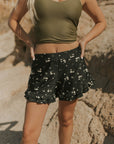 Black Floral Postpartum Full Coverage Swim Shorts
