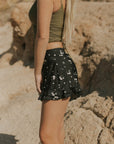 Black Floral Postpartum Full Coverage Swim Shorts