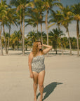 White and Black Cow Print Nursing Friendly One Piece Bathing Suit