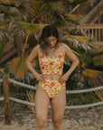 retro floral high waisted bikini bottoms modest