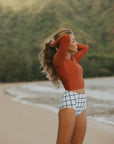 Modest women's long sleeve tankini top.
