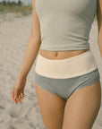 High waisted bikini bottoms.