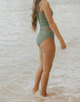 Cute modest teal textured bikini bottoms
