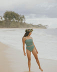 modest blue green tankini top for women