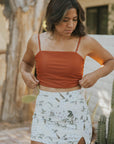 rust orange tankini midkini modest womens swimwear tie back adjustable straps