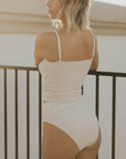 Modest white bikini bottoms
