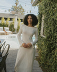 Neutral Long Sleeve Swim Dress Coverup