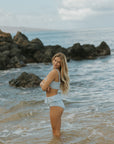 blue textured full coverage bikini