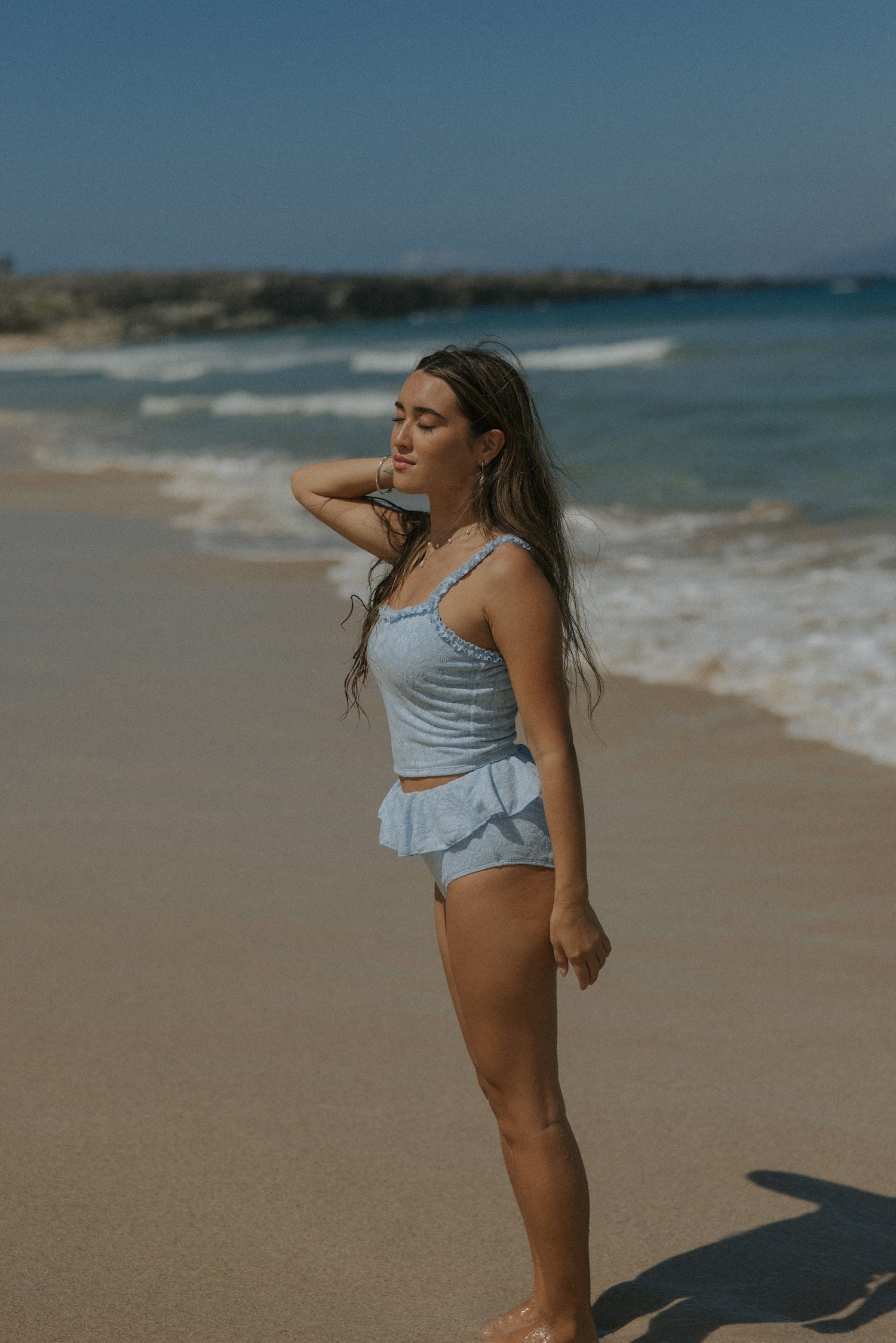 Full Coverage Floral Blue Tankini Top