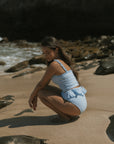 full coverage blue swim bottoms