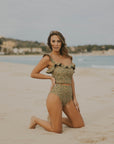 Off the Shoulder modest bikini top with frills