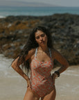 Modest coastal cowgirl floral one piece swimsuit