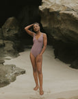 Dusty purple Sexy Modest One Piece Swimsuit