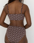 Chloe Bikini Top | Scoop Neck Brown Floral Bikini Top