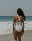 Eleanor One Piece Swimsuit | Polka Dot V-Neck Modest One Piece Swimsuit