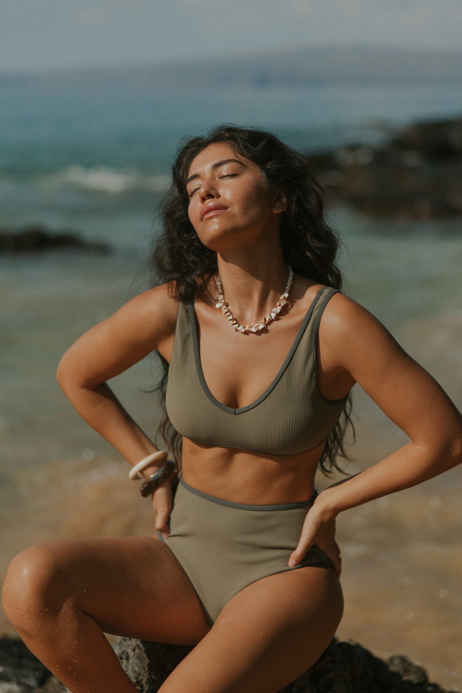 Modest Neutral Green Bikini