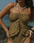 Full Coverage Olive Green Floral Bikini Bottoms