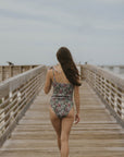 womens modest one piece floral swimsuit vintage style high leg cut tie straps sweetheart neckline