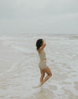 high waisted swim shorts modest vintage trendy checkered pattern bikini bottoms