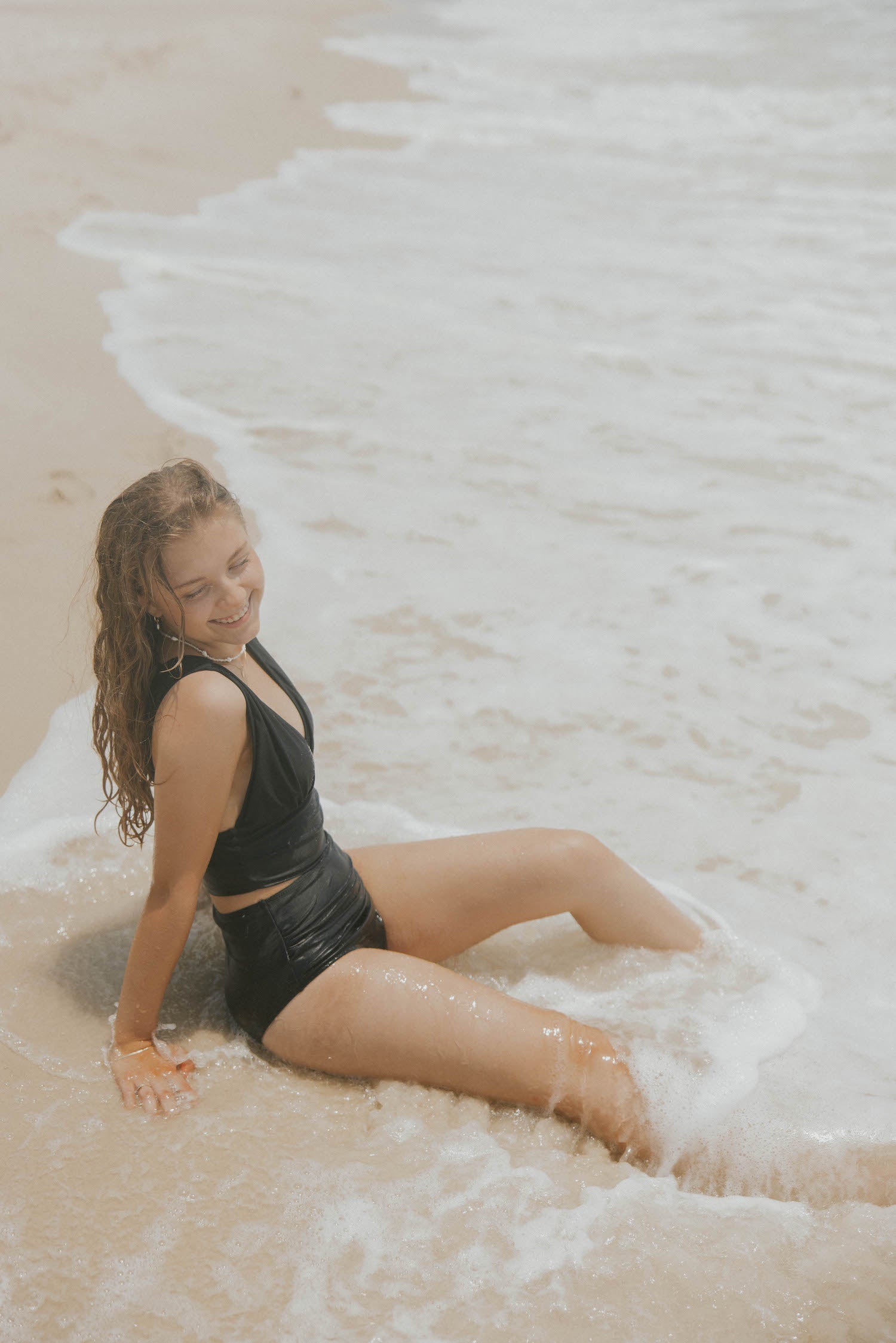 modest black tankini swimsuit for women ruched thick straps