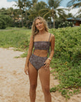 Full Coverage Straight Neckline Polka Dot Bikini 