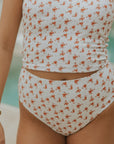 Rosie High Waisted Bottoms | Red Dainty Floral Full Coverage Swim Bottoms