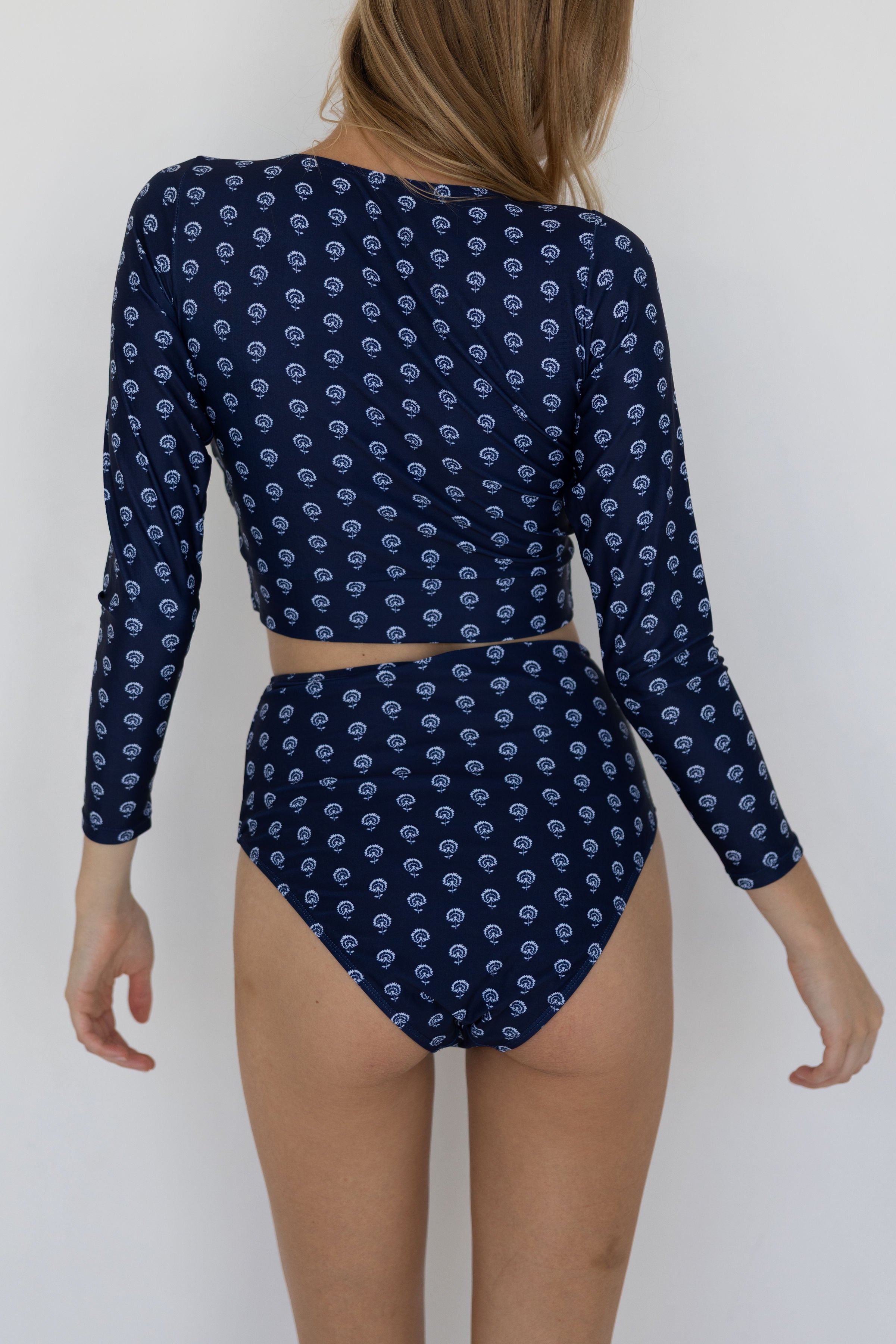 Topanga High Waisted Bottoms | Blue Floral Swim Bottoms
